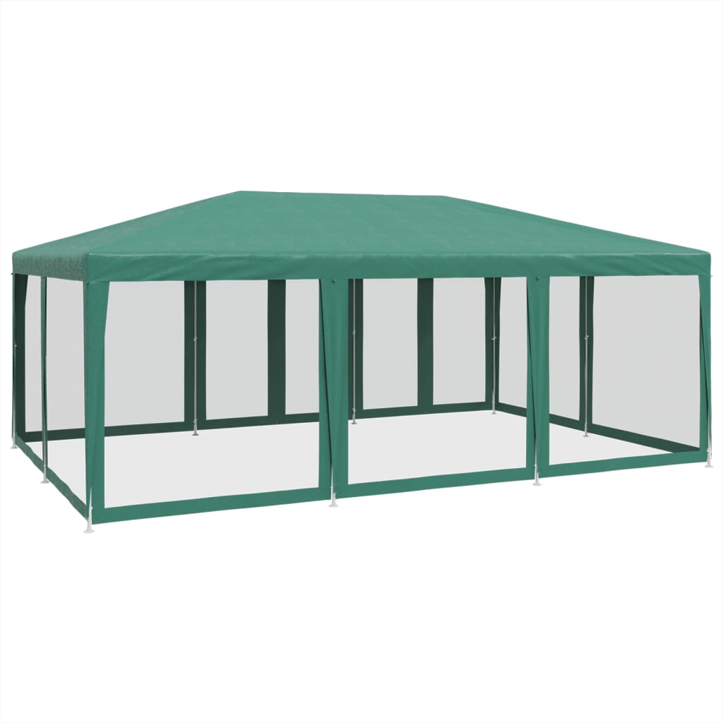 Tenda p/ festas c/ 10 paredes laterais em rede 6x4 m PEAD verde