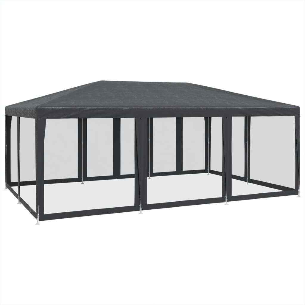 Tenda p/ festas 10 paredes laterais malha 6x4 m PEAD antracite