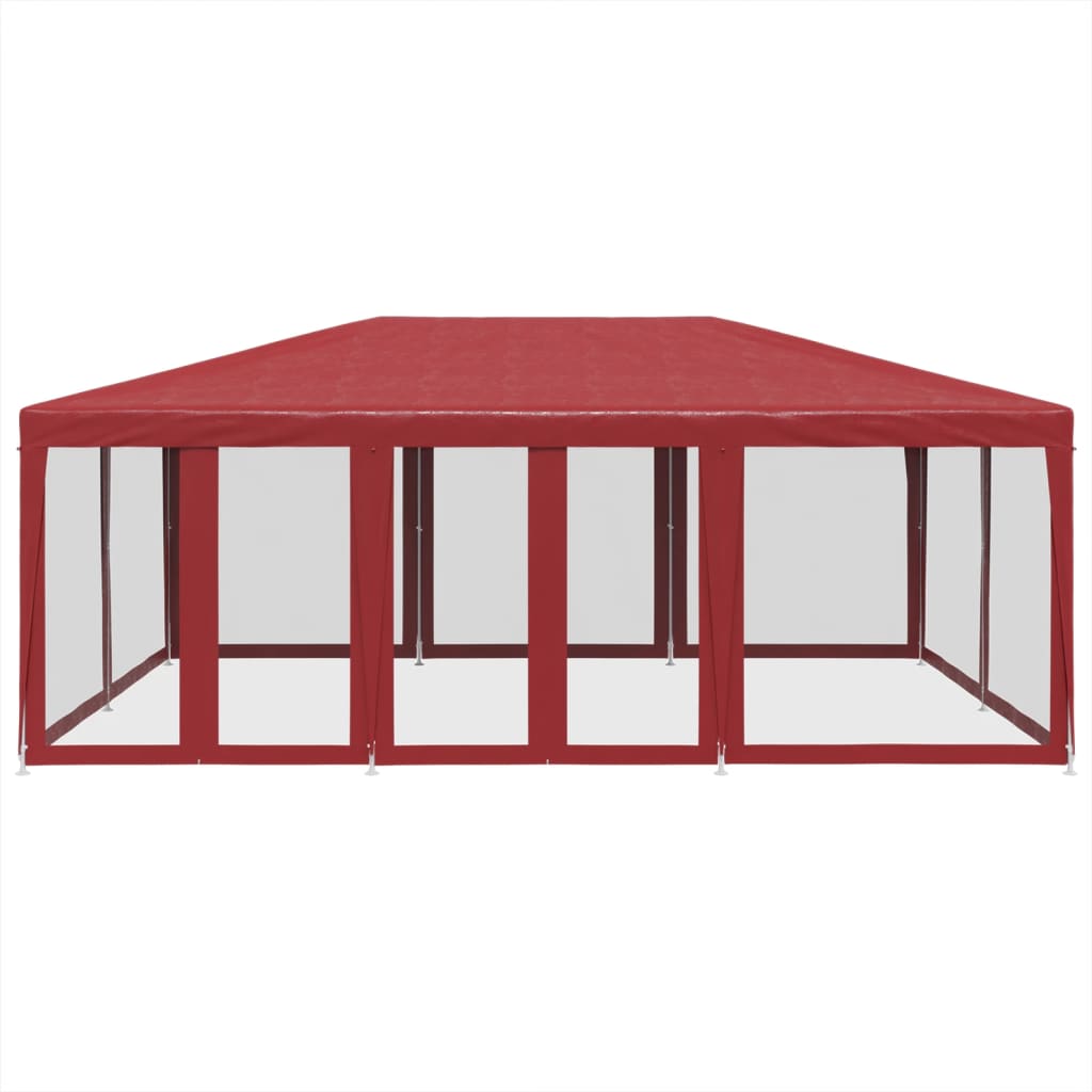 Tenda p/ festas c/ 10 paredes laterais rede 6x4 m PEAD vermelho