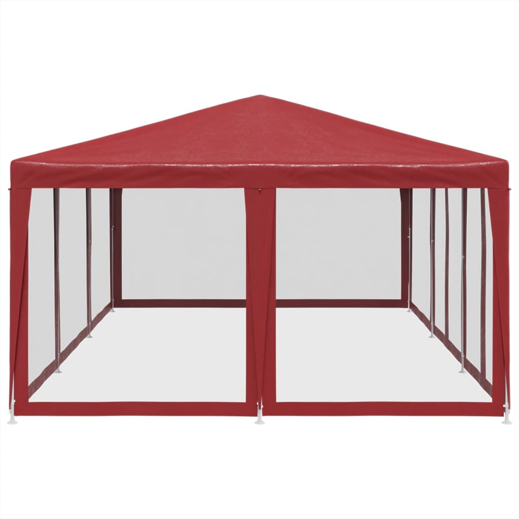 Tenda p/ festas c/ 10 paredes laterais rede 6x4 m PEAD vermelho