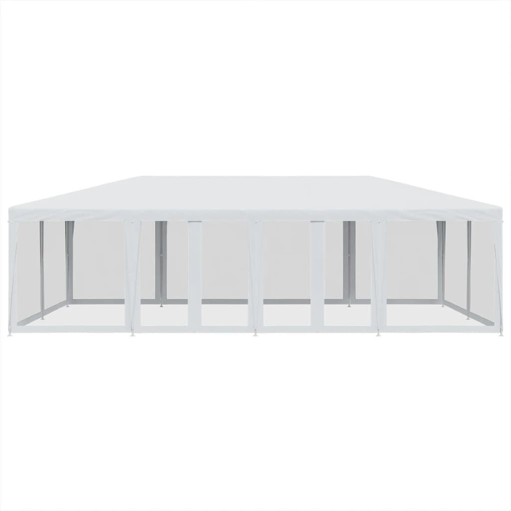 Tenda p/ festas c/ 12 paredes laterais malha 8x4 m PEAD branco