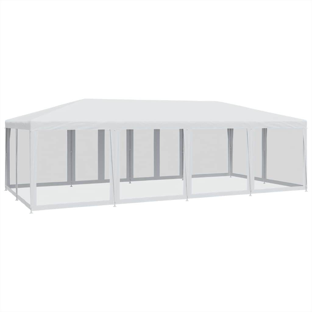 Tenda p/ festas c/ 12 paredes laterais malha 8x4 m PEAD branco