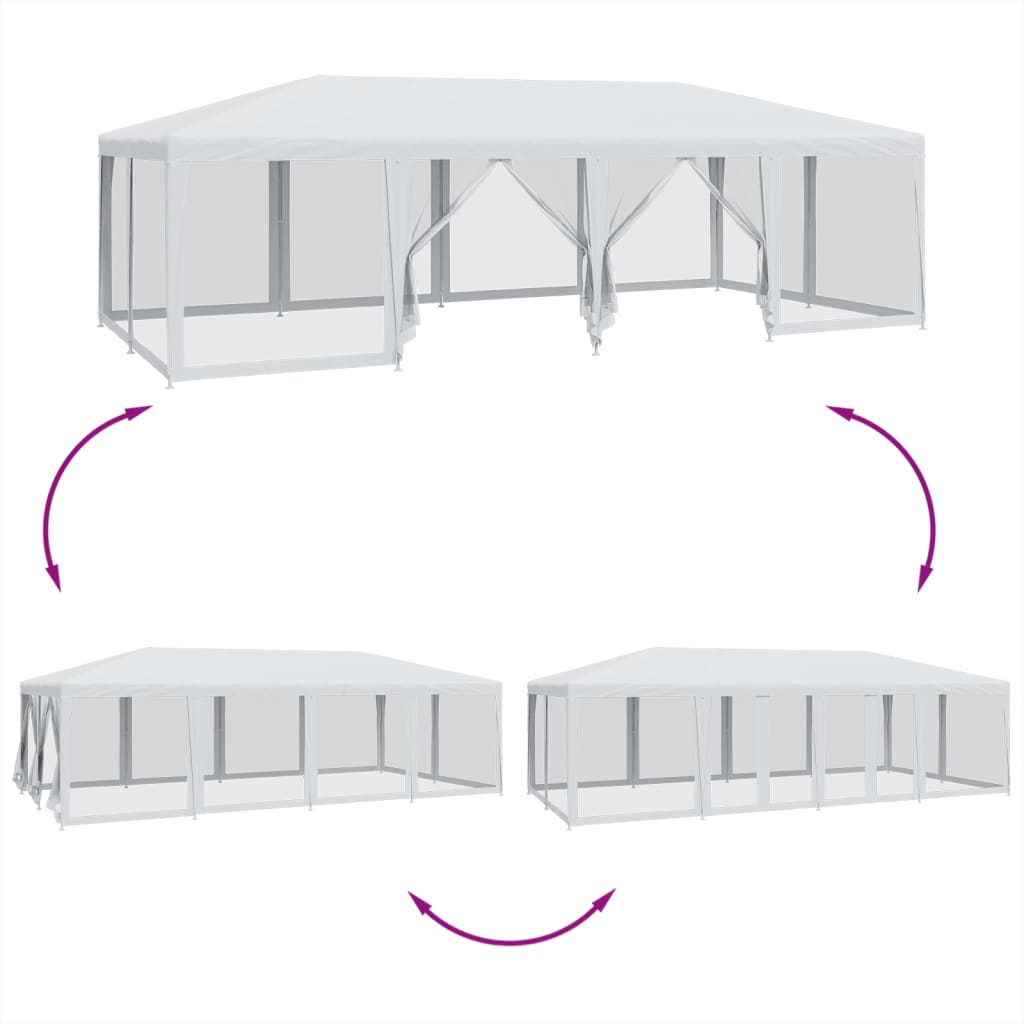 Tenda p/ festas c/ 12 paredes laterais malha 8x4 m PEAD branco