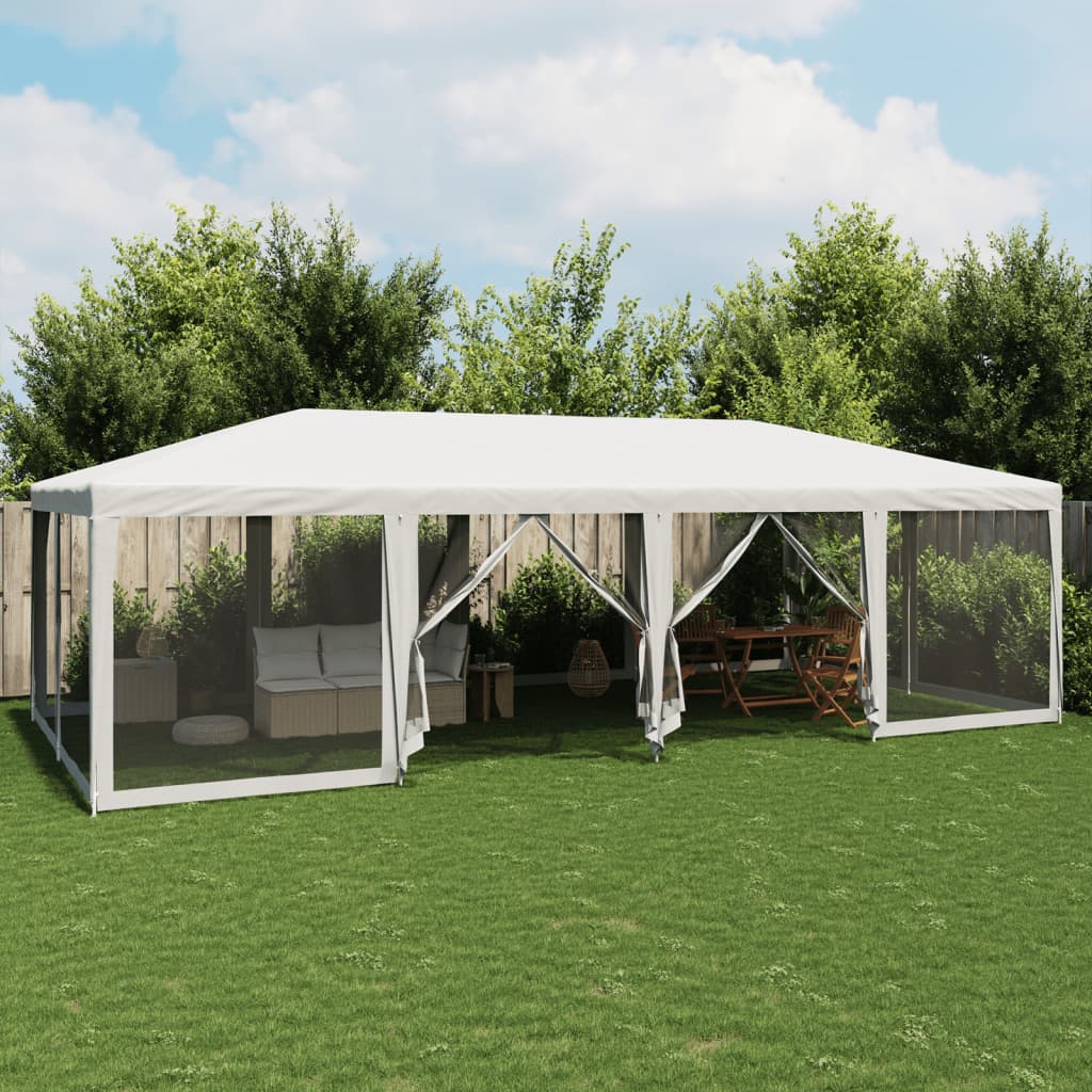 Tenda p/ festas c/ 12 paredes laterais malha 8x4 m PEAD branco