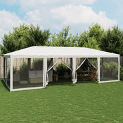Tenda p/ festas c/ 12 paredes laterais malha 8x4 m PEAD branco