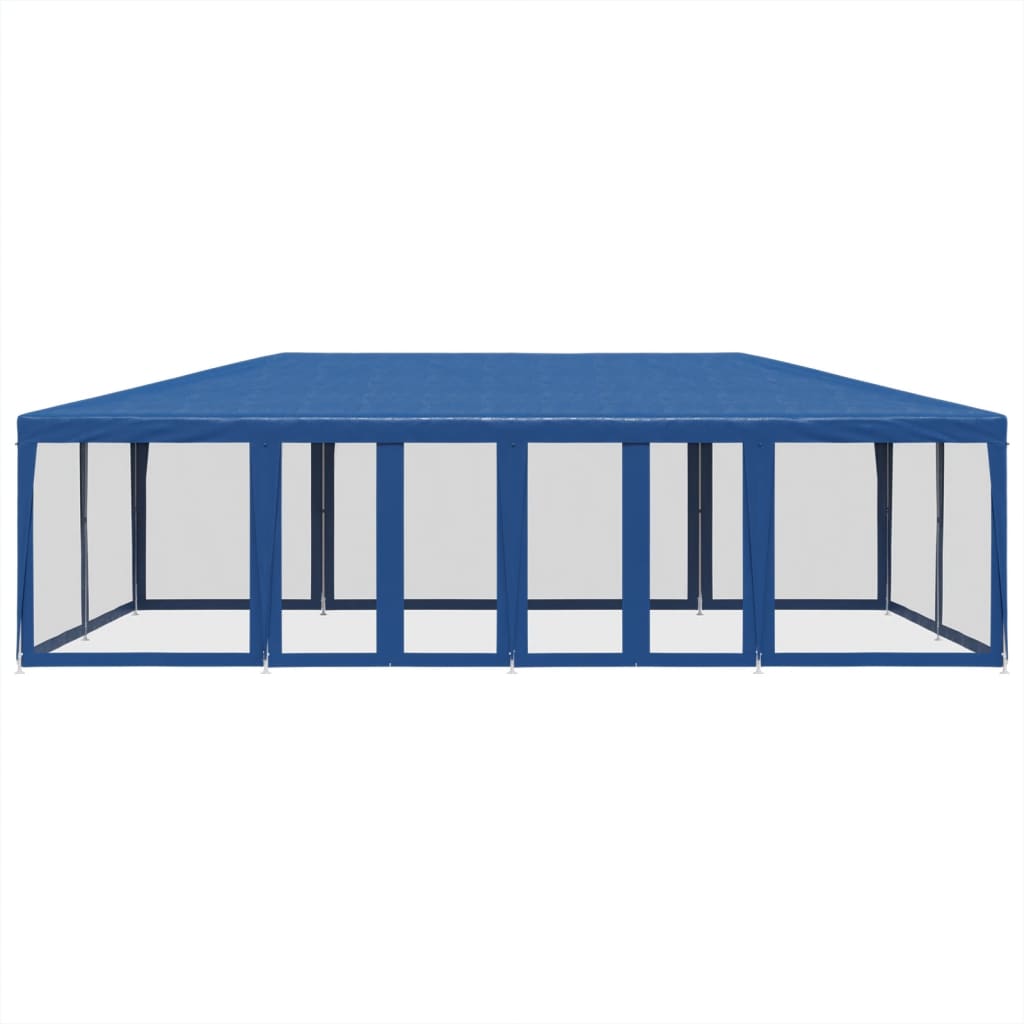 Tenda p/ festas c/ 12 paredes laterais em rede 8x4 m PEAD azul