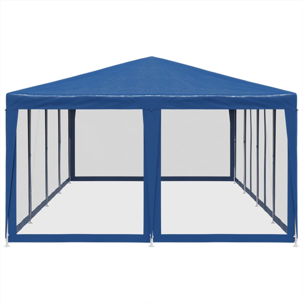 Tenda p/ festas c/ 12 paredes laterais em rede 8x4 m PEAD azul