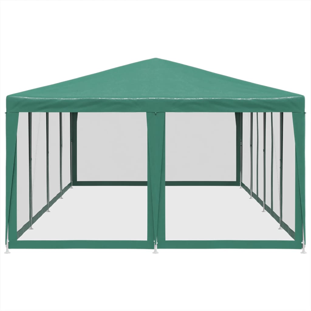 Tenda p/ festas c/ 12 paredes laterais em rede 8x4 m PEAD verde