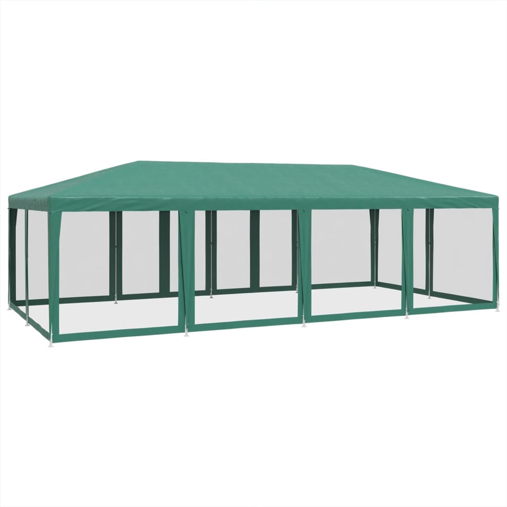 Tenda p/ festas c/ 12 paredes laterais em rede 8x4 m PEAD verde