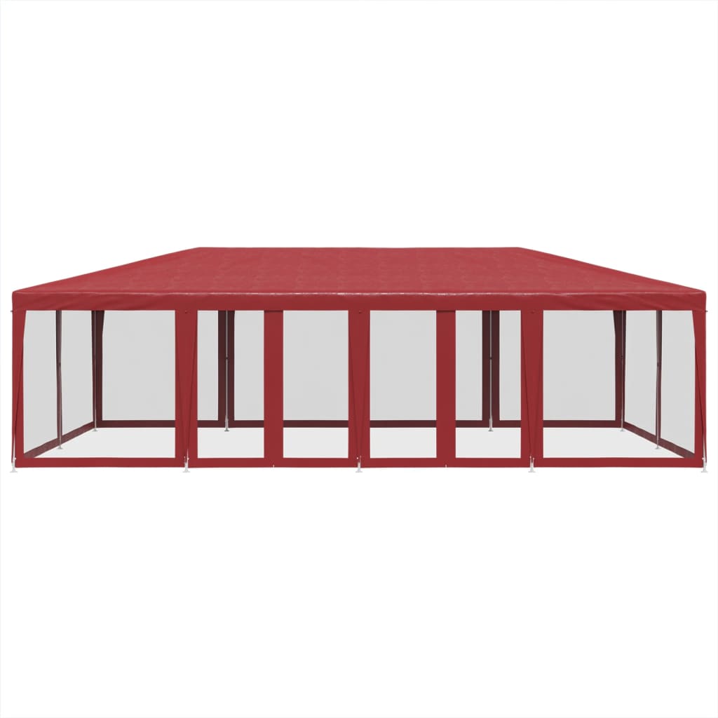 Tenda p/ festas c/ 12 paredes laterais malha 8x4m PEAD vermelho