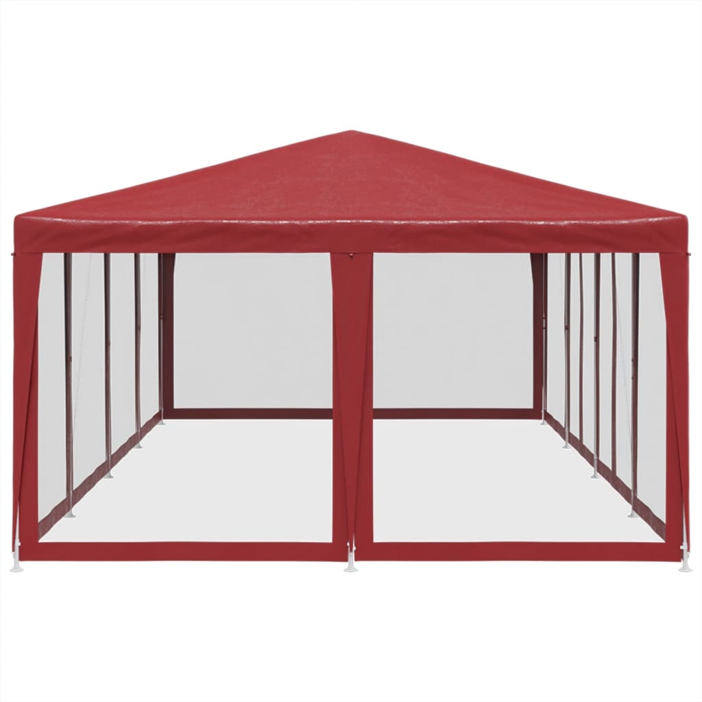 Tenda p/ festas c/ 12 paredes laterais malha 8x4m PEAD vermelho