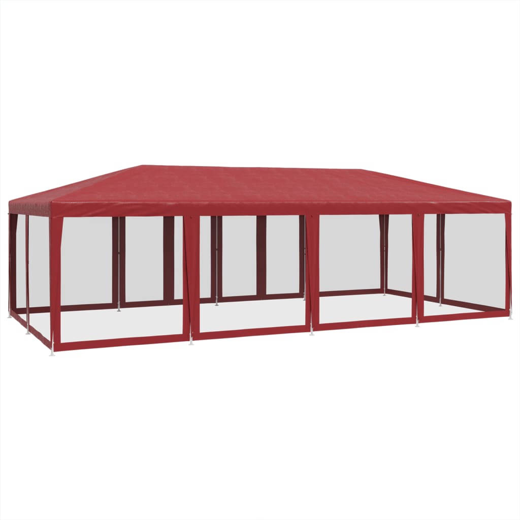 Tenda p/ festas c/ 12 paredes laterais malha 8x4m PEAD vermelho