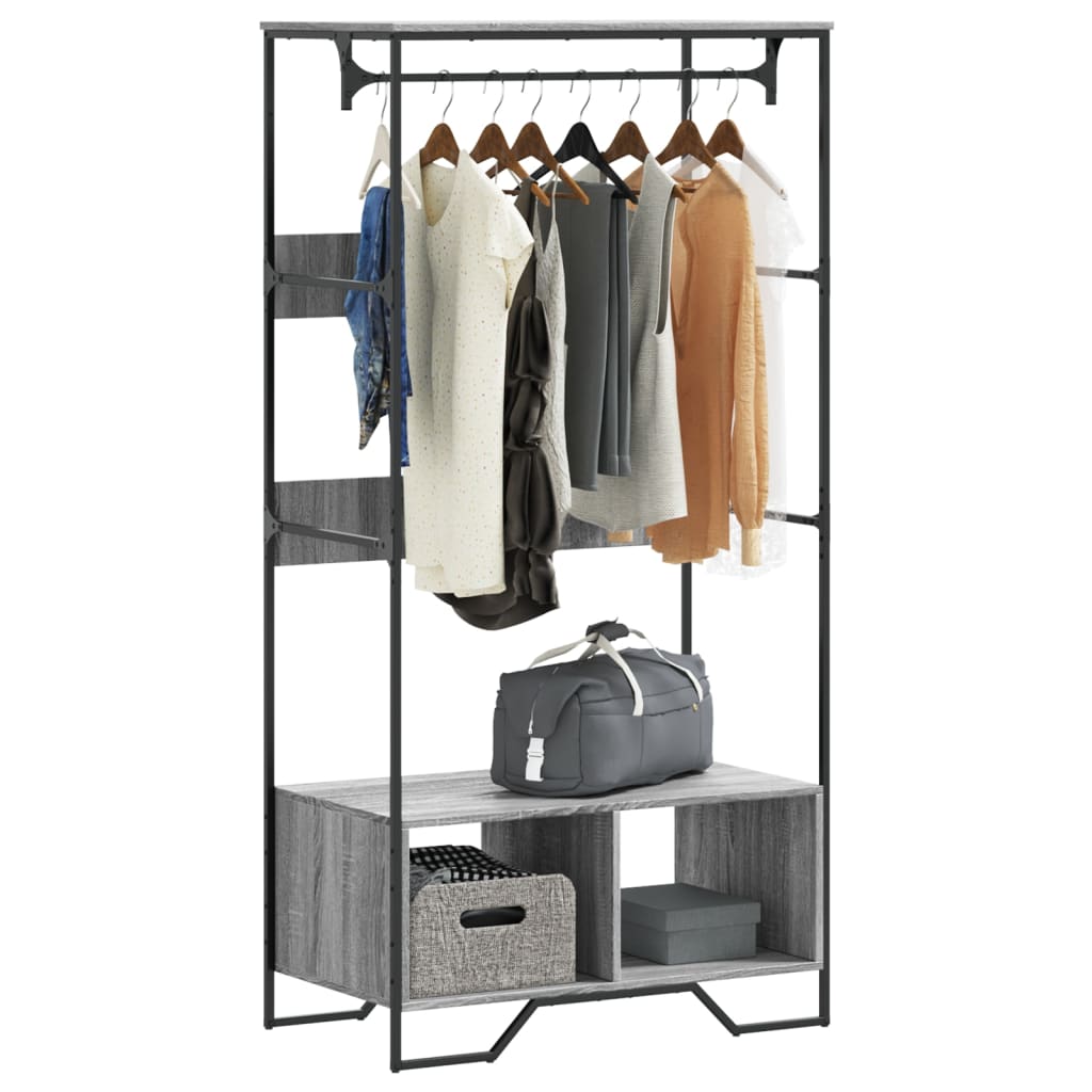 Roupeiro 90x50x180 cm derivados de madeira cinzento sonoma