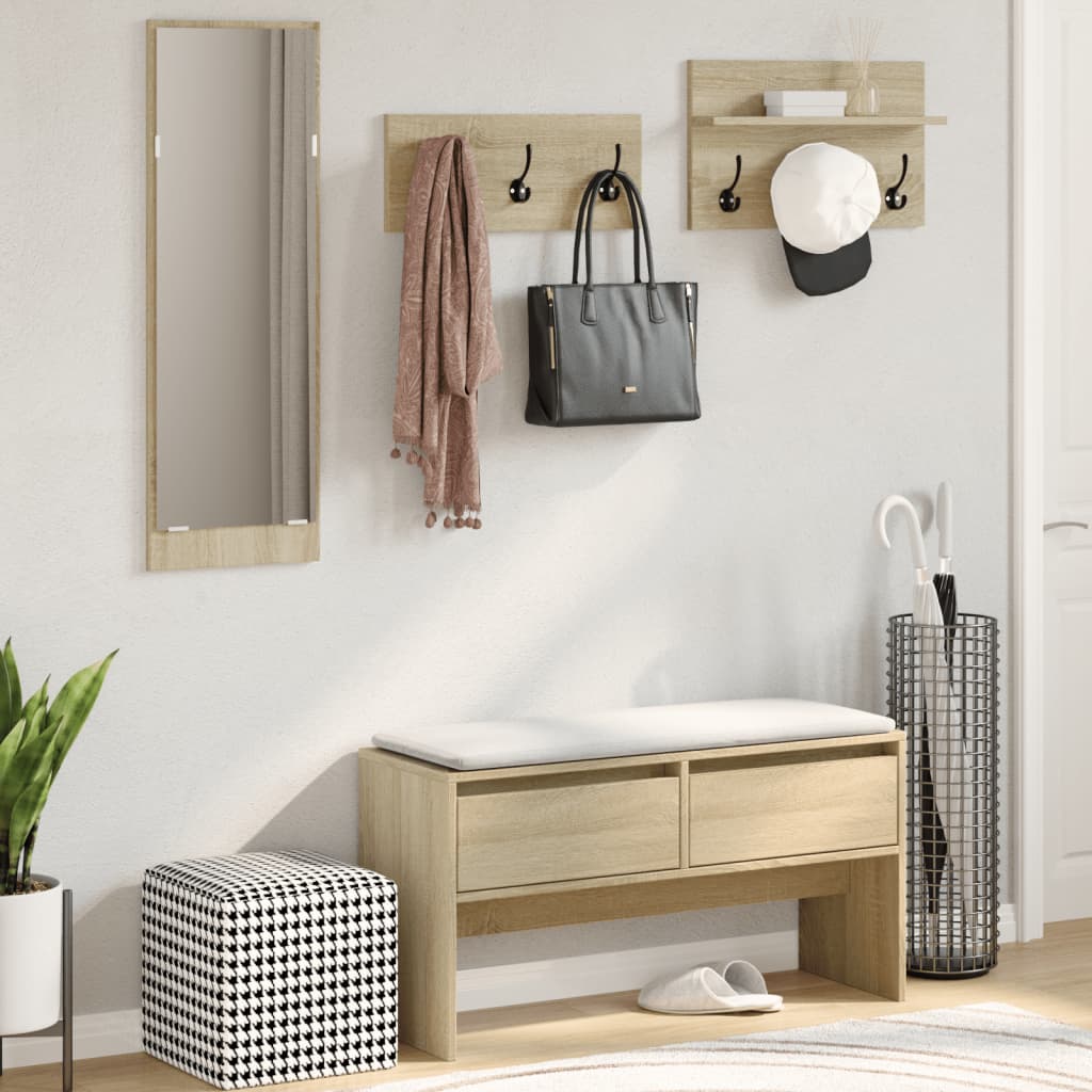 4 pcs conj. de móveis de corredor derivados de madeira branco