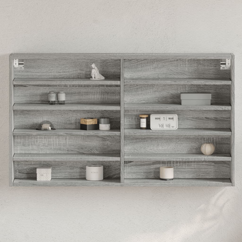 Armário vitrine 100x15x58 cm derivados de madeira cinza sonoma