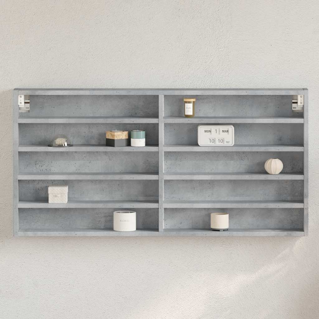 Armário vitrine 100x8,5x50cm derivados de madeira cinza cimento
