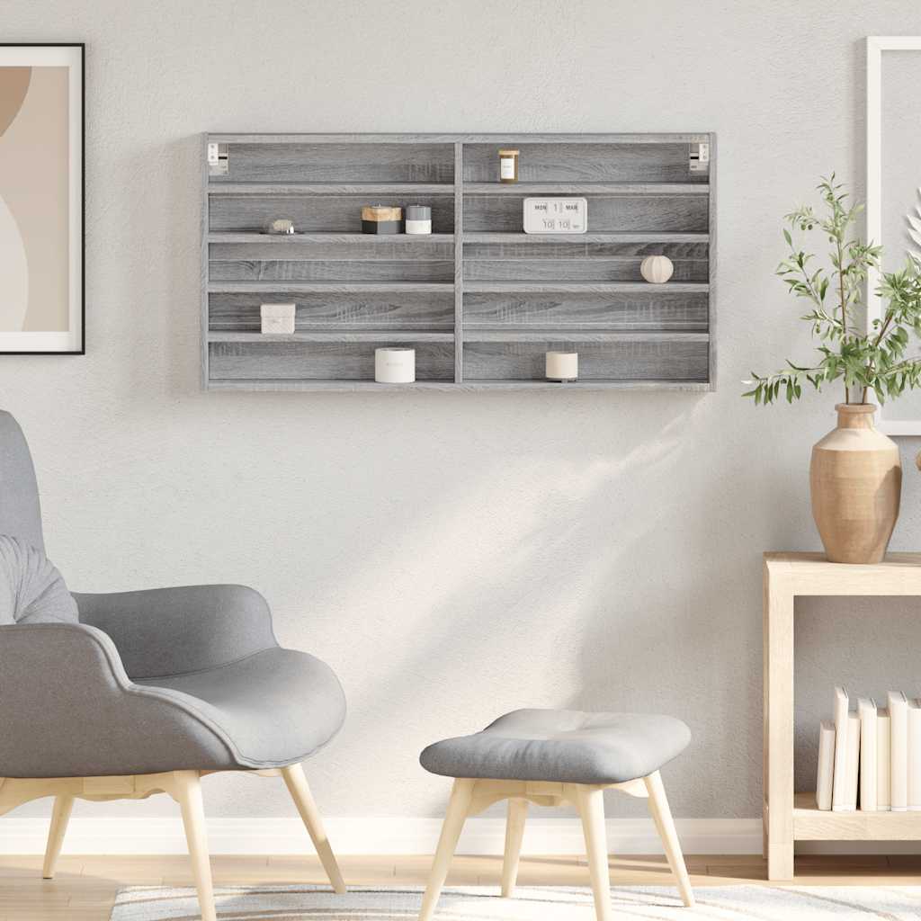 Armário vitrine 100x8,5x50 cm derivados de madeira cinza sonoma