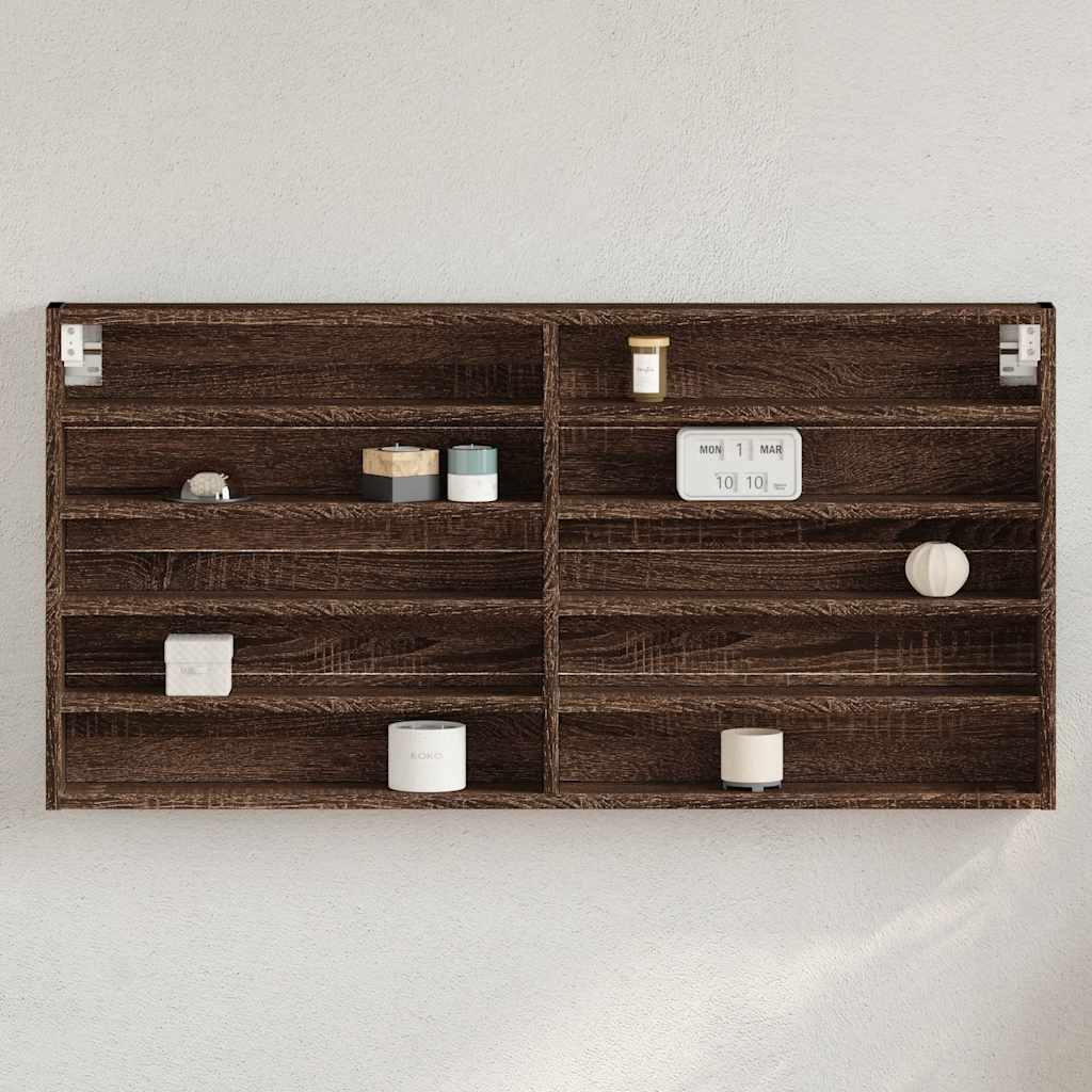 Armário vitrine 100x8,5x50 cm deriv. madeira carvalho castanho
