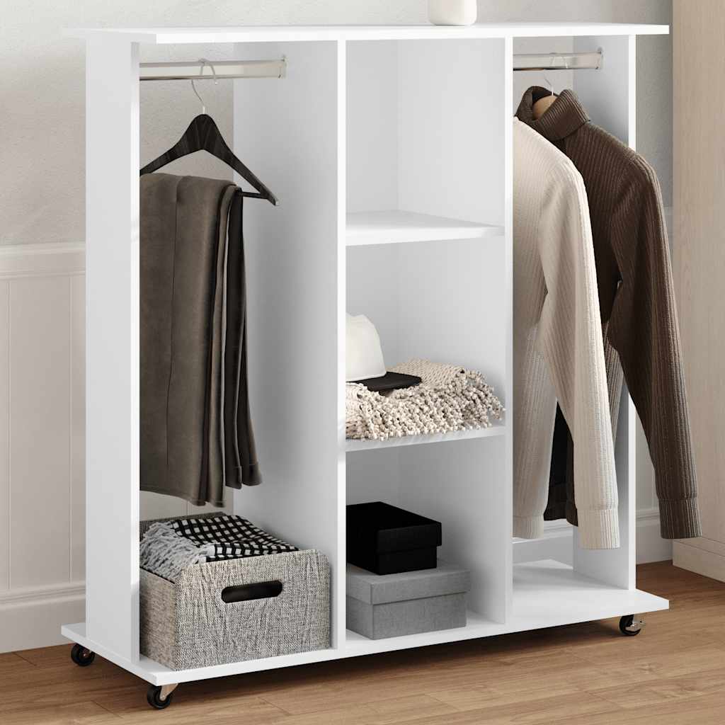 Roupeiro com rodas 102x38x110 cm derivados de madeira branco