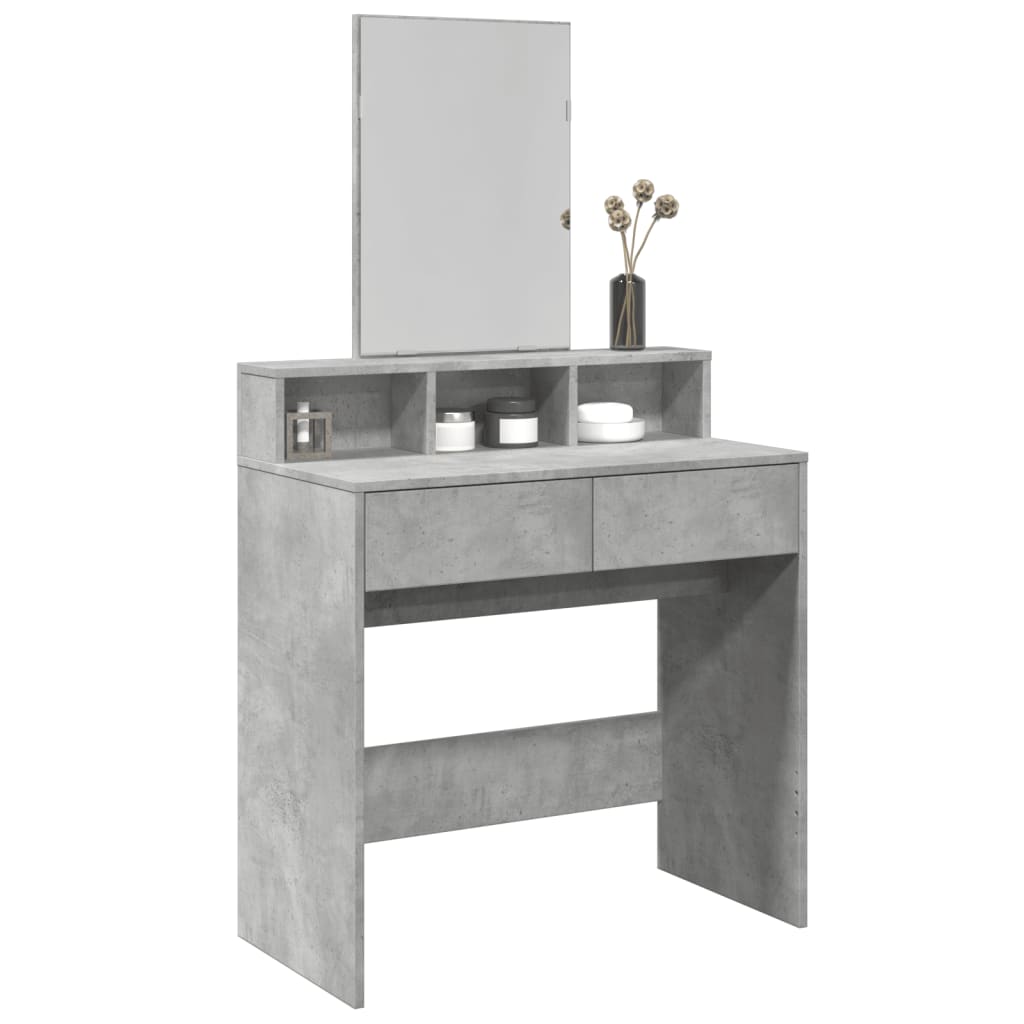 Toucador com espelho 80x41x144,5 cm cinzento cimento
