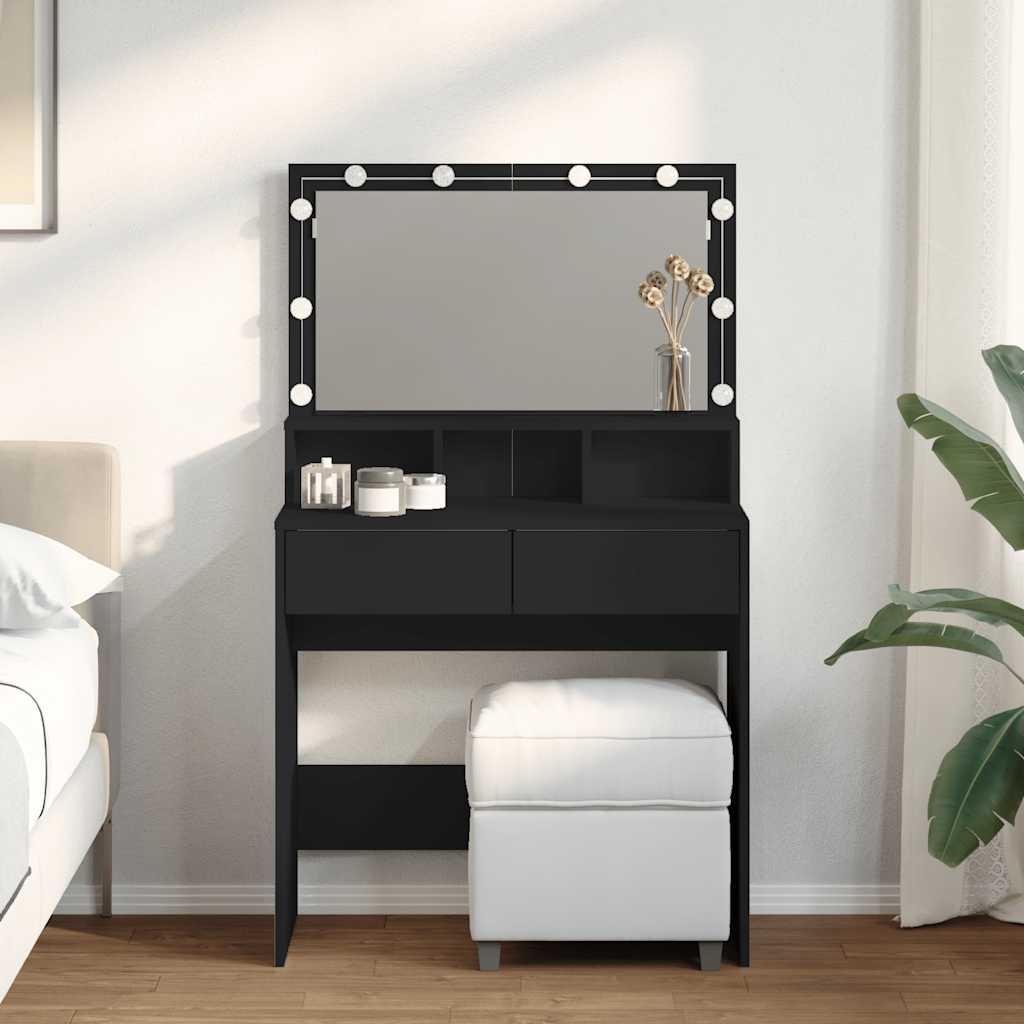 Toucador com LED 80x41x134,5 cm preto