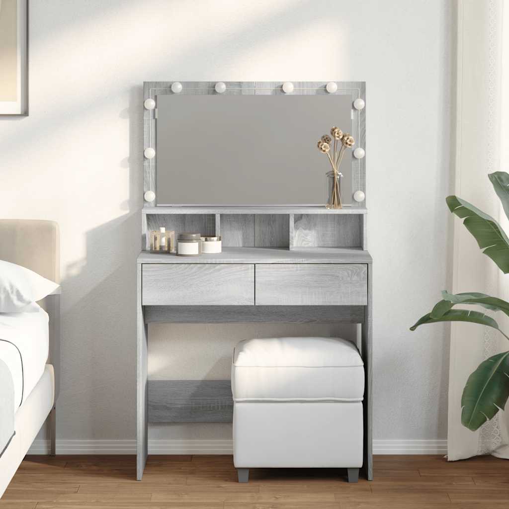 Toucador com LED 80x41x134,5 cm cinzento sonoma