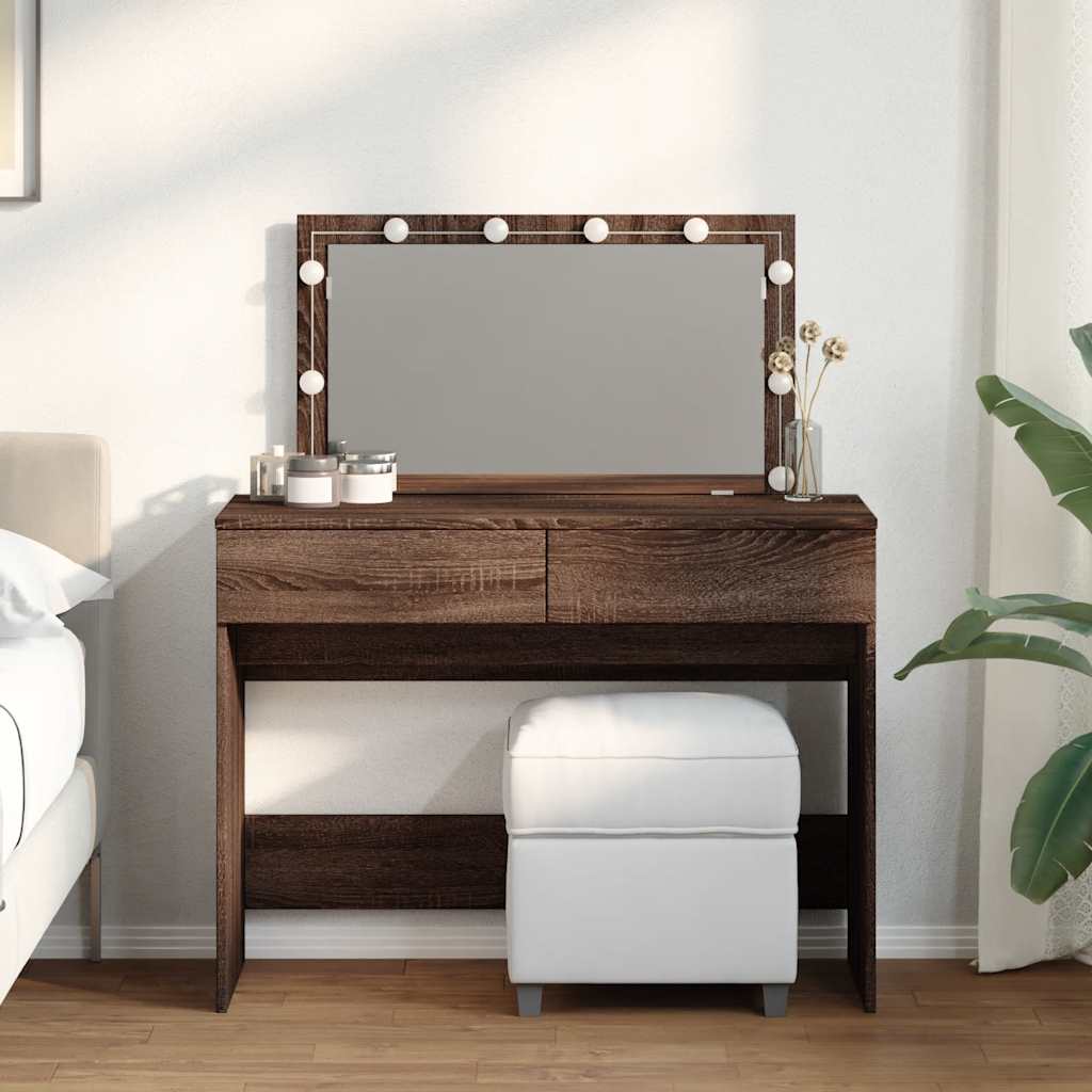 Toucador com LEDs 100x40x120 cm cor carvalho castanho