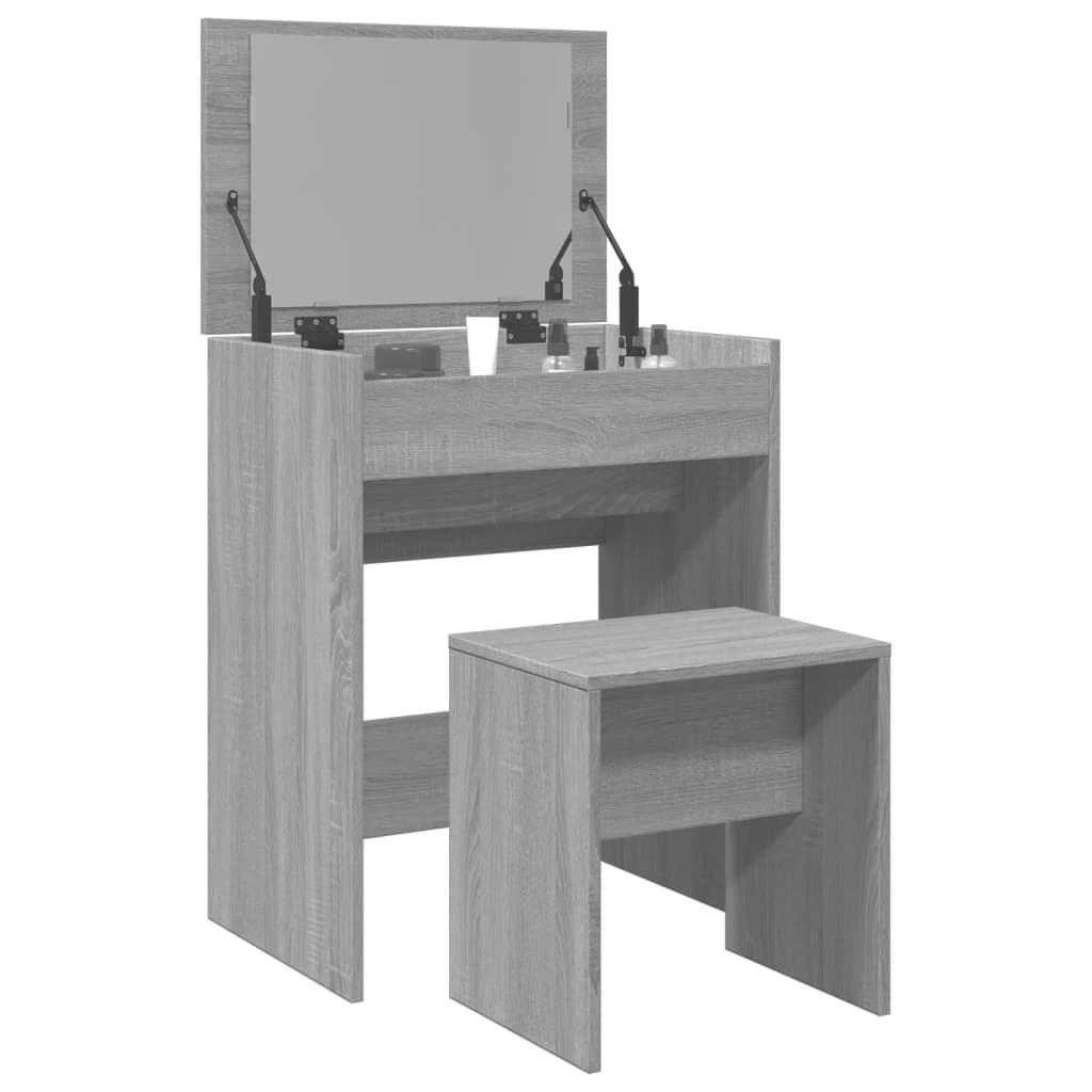 Toucador e banco 60x40x113,5 cm cinzento sonoma