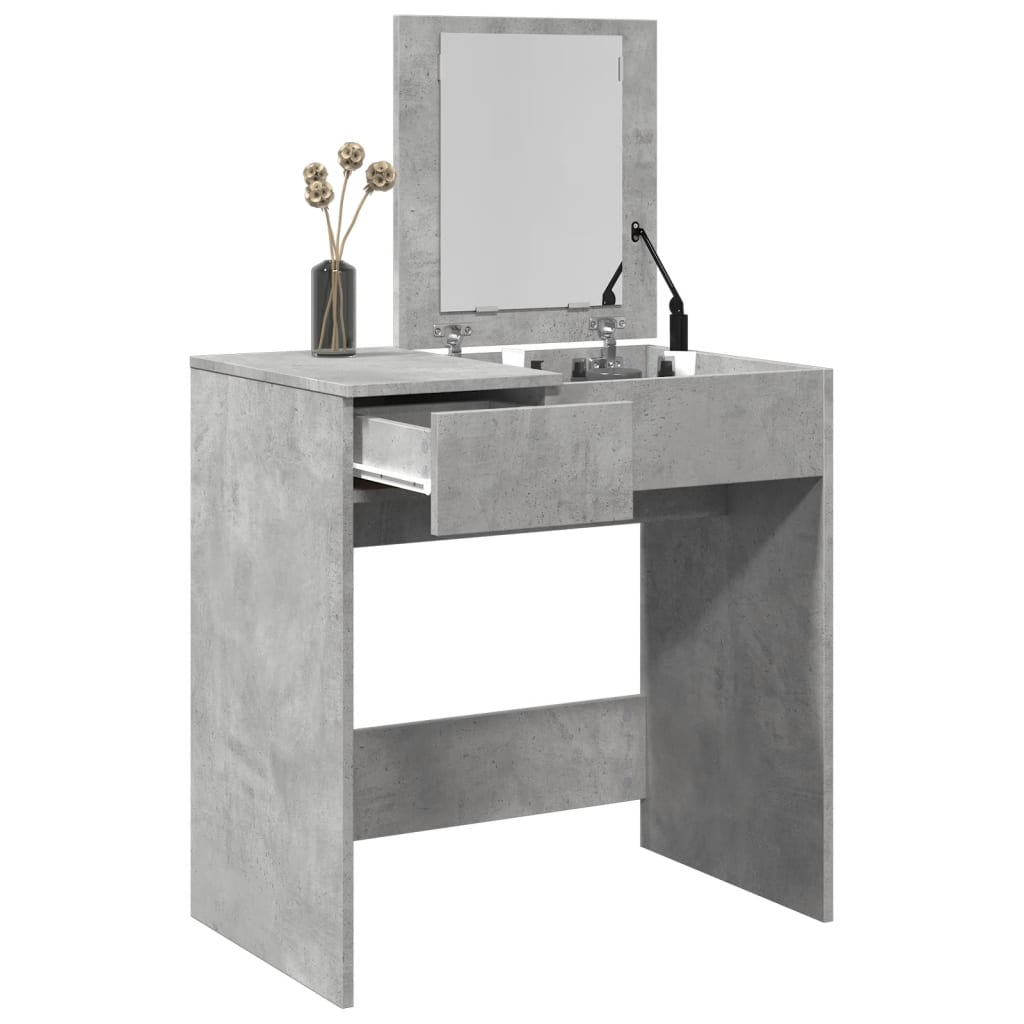 Toucador com espelho 73x46,5x120 cm cinzento cimento