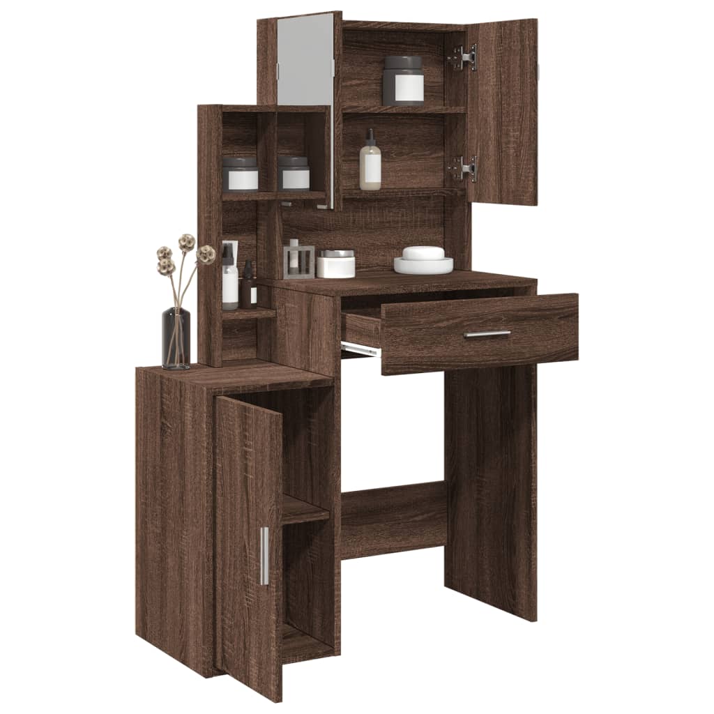 Toucador com armário 80x35x132 cm cor carvalho castanho