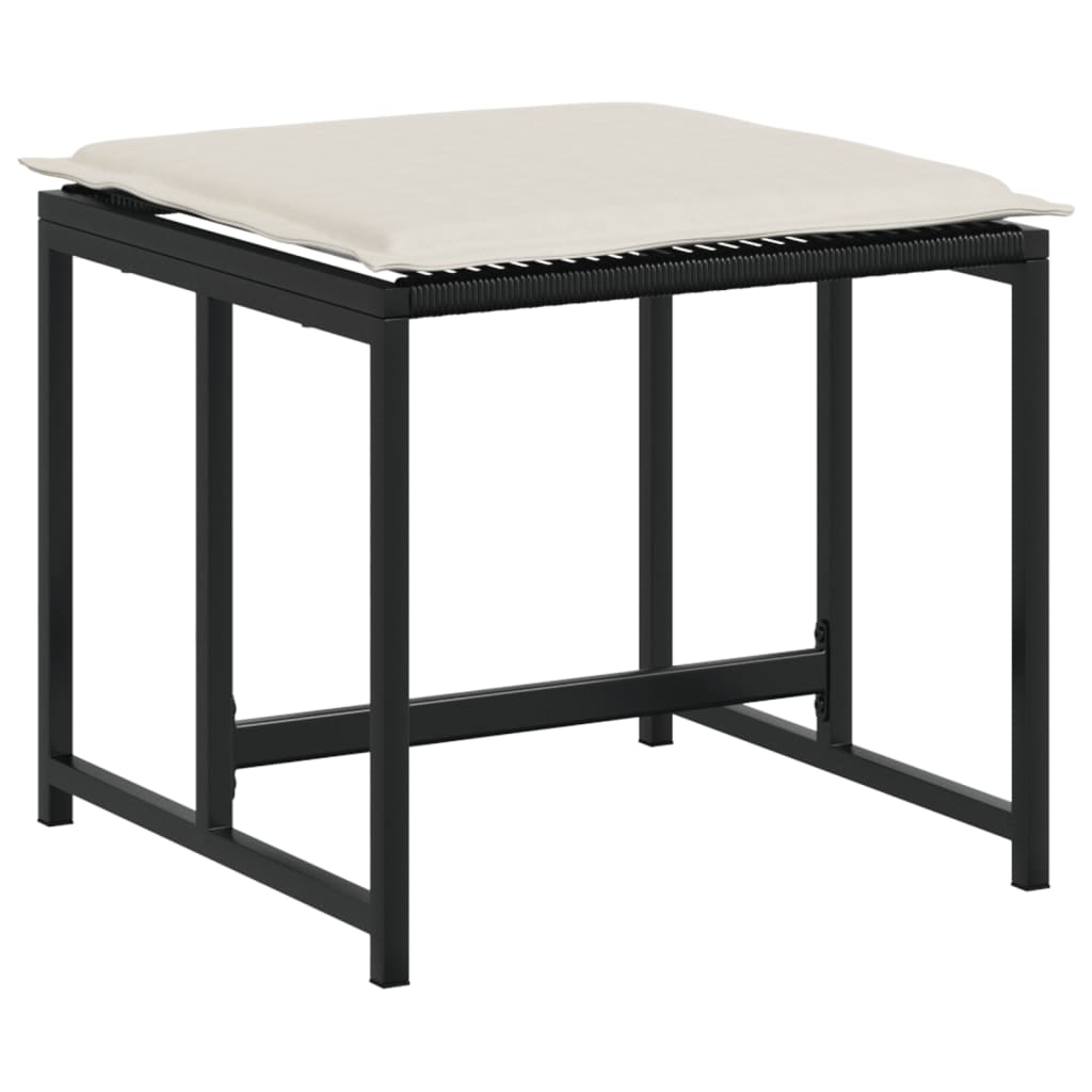 11 pcs conjunto de jantar p/ jardim c/ almofadões vime PE preto