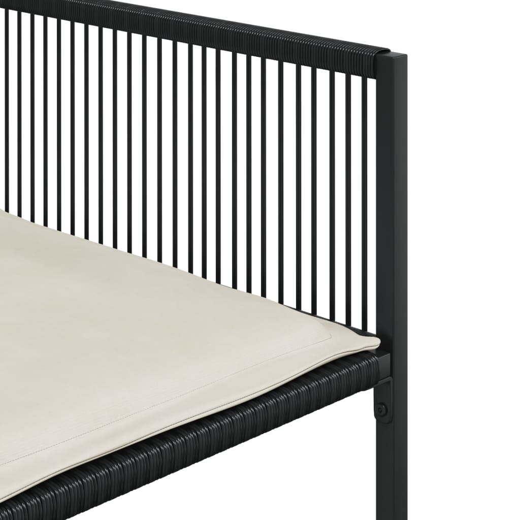 11 pcs conjunto de jantar p/ jardim c/ almofadões vime PE preto