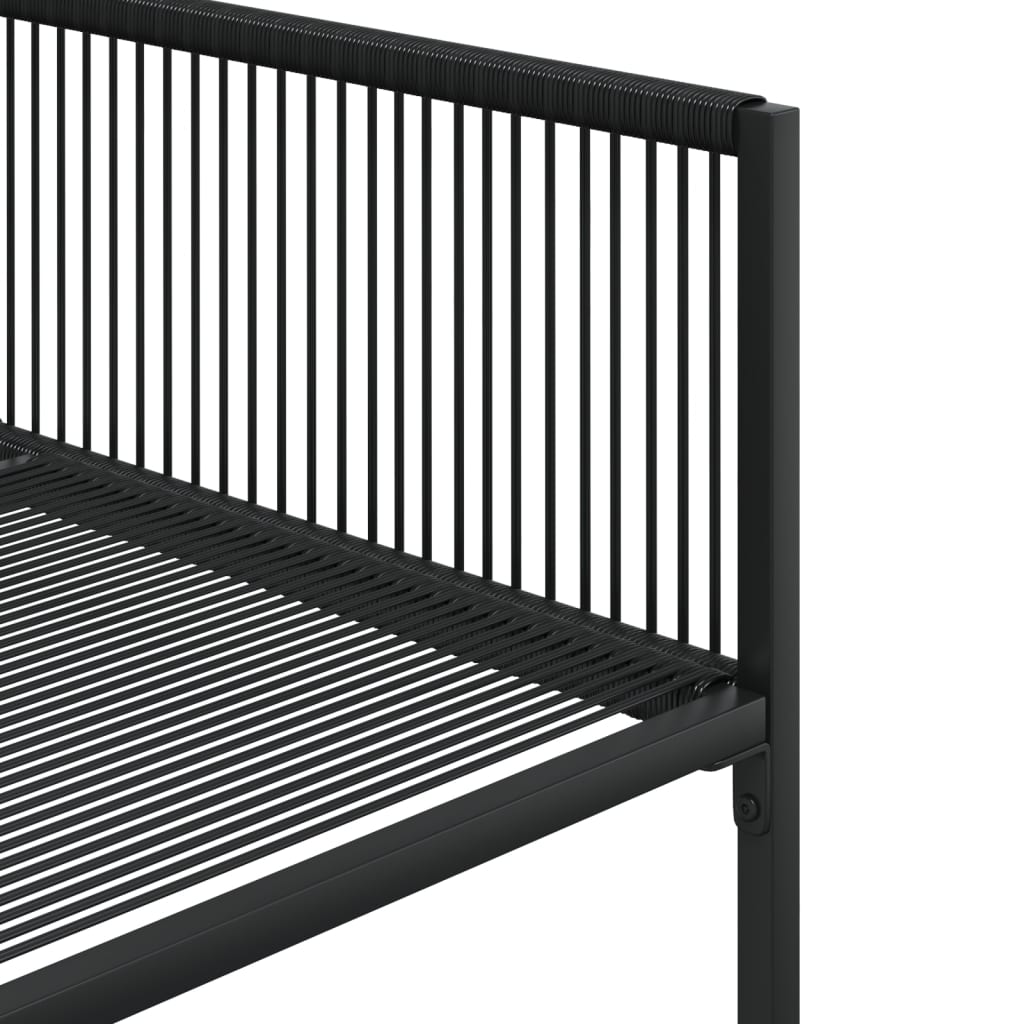 7 pcs conjunto de jantar para jardim vime PE preto