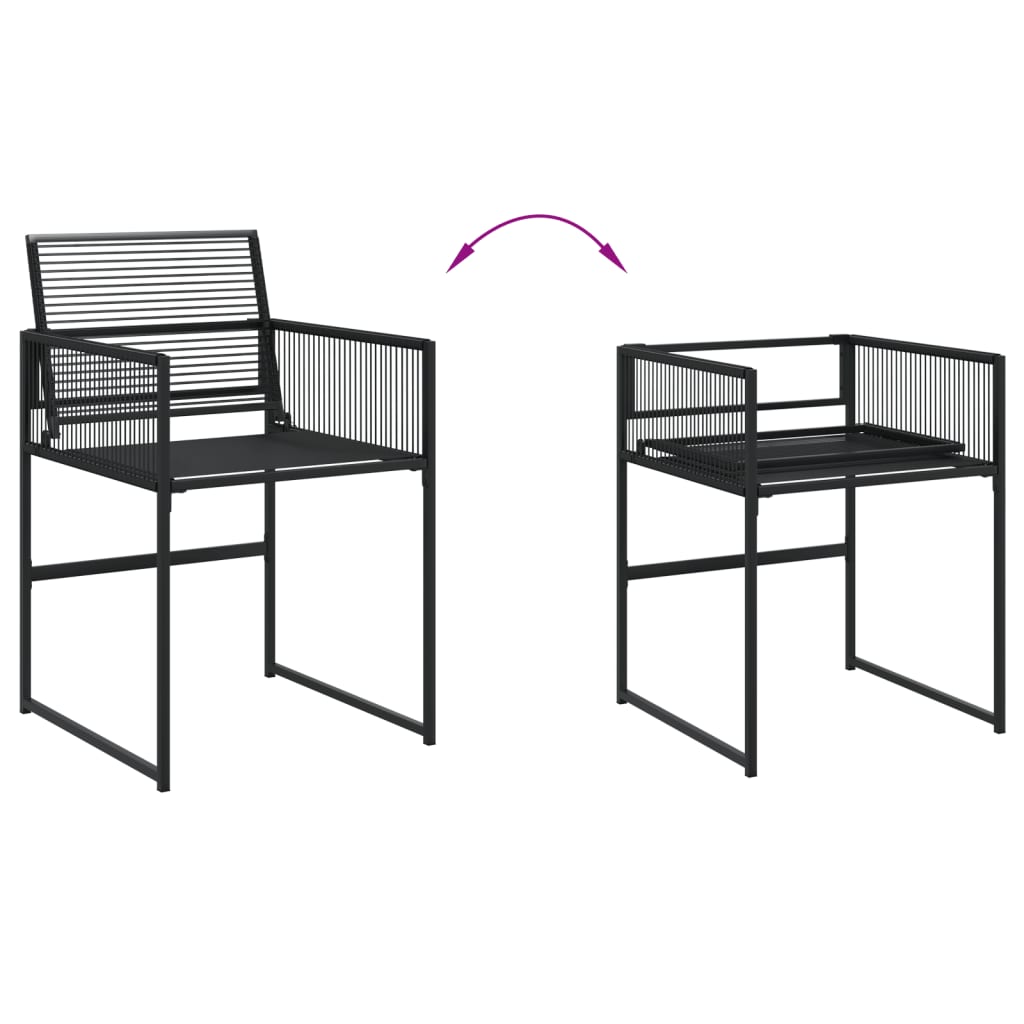 11 pcs conjunto de jantar para jardim vime PE preto