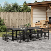 13 pcs conjunto de jantar p/jardim vime PE preto
