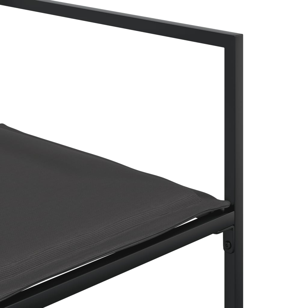 11 pcs conj. de jantar p/ jardim c/ almofadões textilene preto