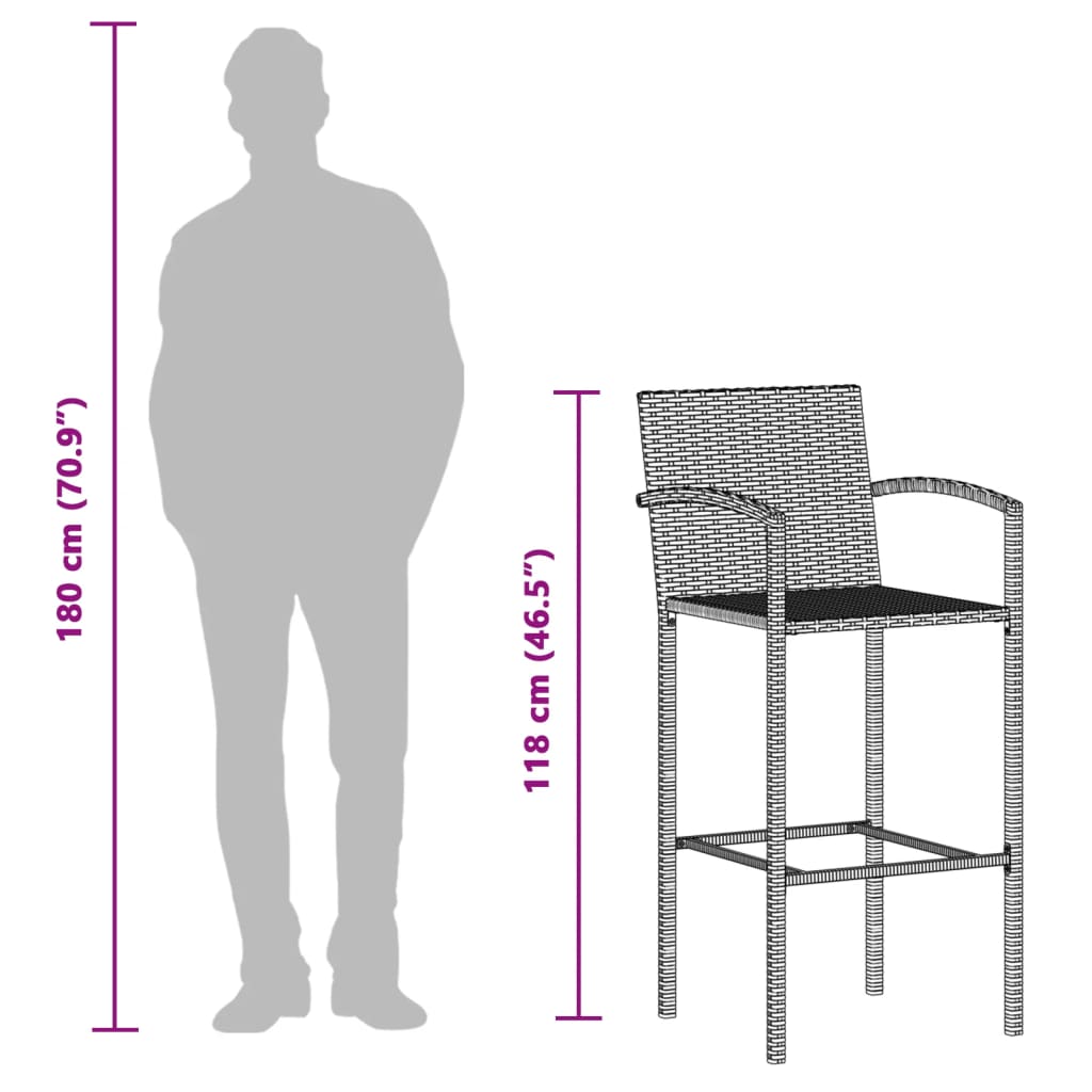 5 pcs conjunto de bar p/ jardim acácia maciça/vime PE castanho