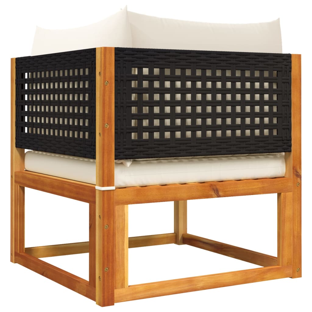 Sofás de canto de jardim  com almofadas 2 peças madeira acácia e rattan