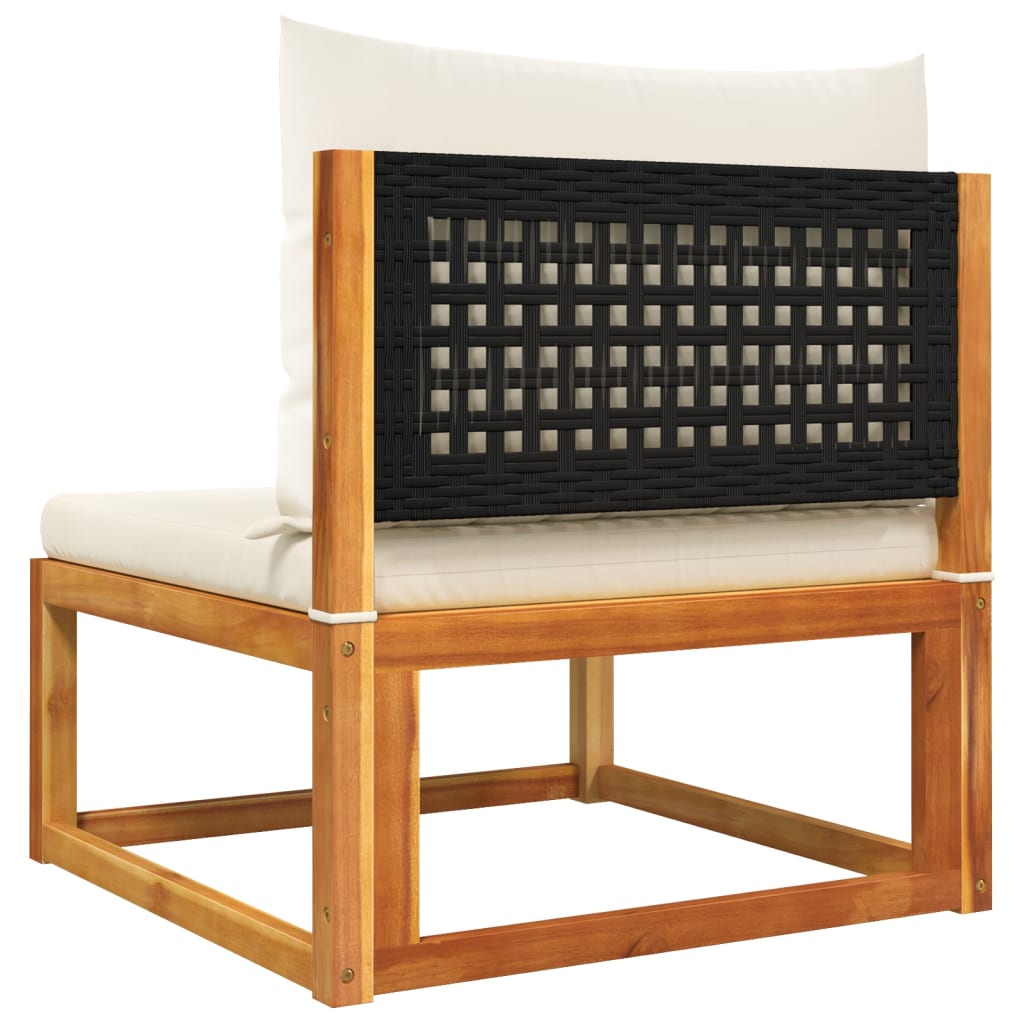 Conjunto de sofás de jardim  de 4 peças com almofadas de madeira de acácia e vime