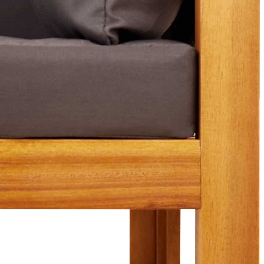 Conjunto de sofás de jardim  de 3 peças com almofadas de madeira de acácia e vime