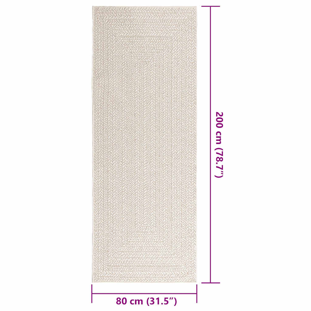 Tapete ZIZUR creme 80x200cm aspeto de juta interior e exterior
