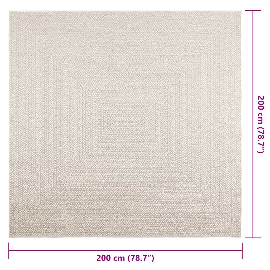 Tapete ZIZUR creme 200x200cm aspeto de juta interior e exterior