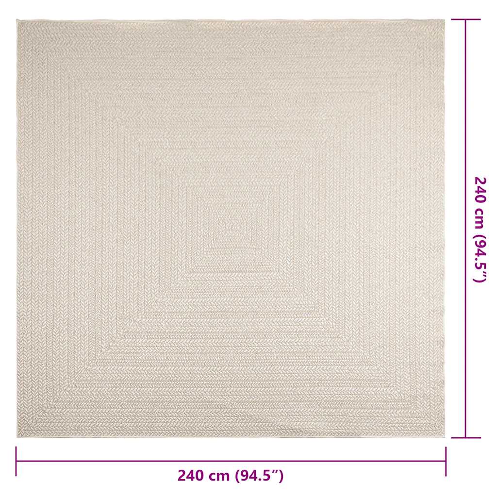 Tapete ZIZUR creme 240x240cm aspeto de juta interior e exterior