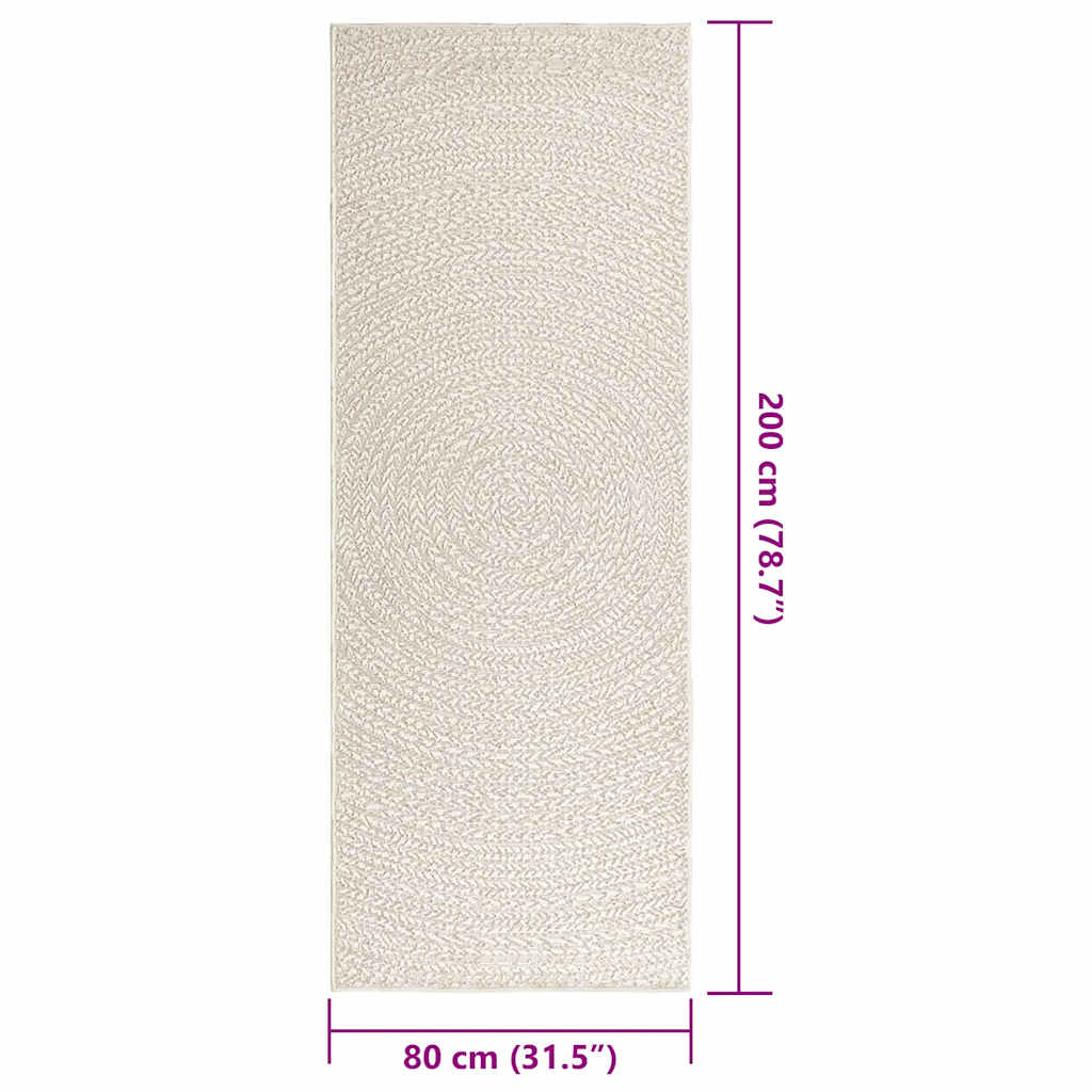 Tapete ZIZUR creme 80x200cm aspeto de juta interior e exterior