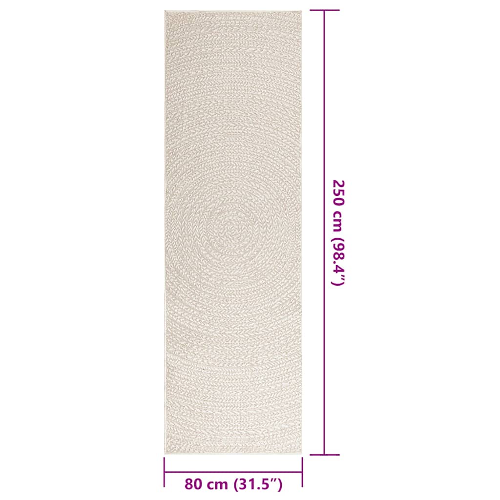 Tapete ZIZUR creme 80x250cm aspeto de juta interior e exterior