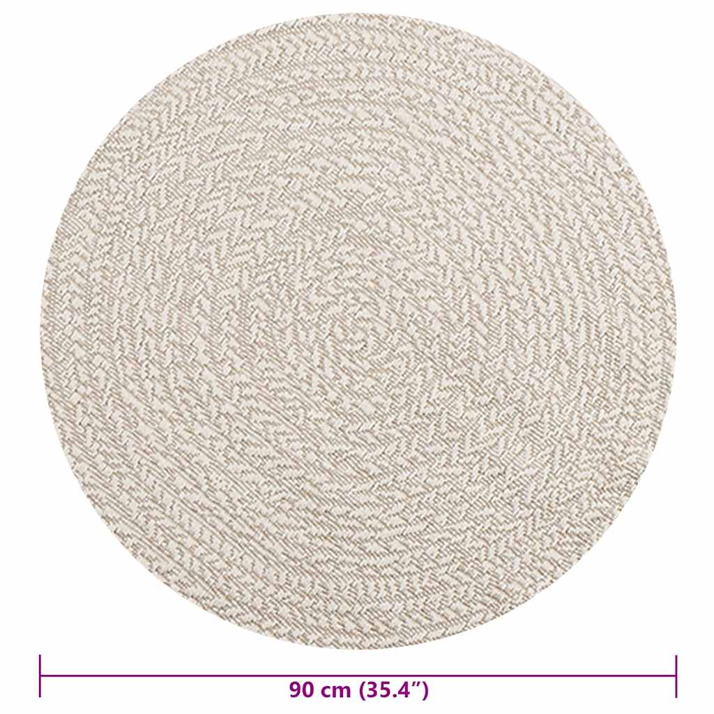 Tapete ZIZUR creme Ø 90 cm aspeto de juta interior e exterior