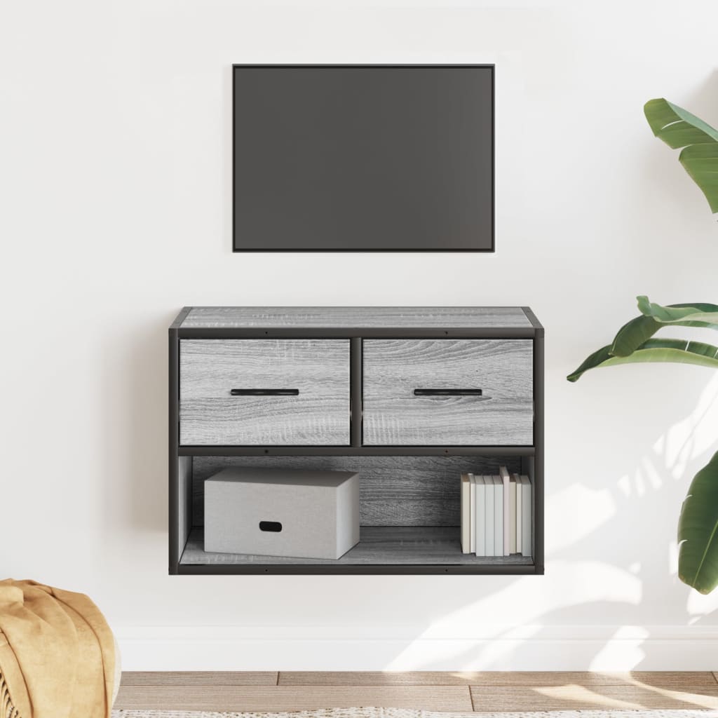 Móvel p/ TV 100x31x39,5 cm deriv. madeira/metal cinzento sonoma