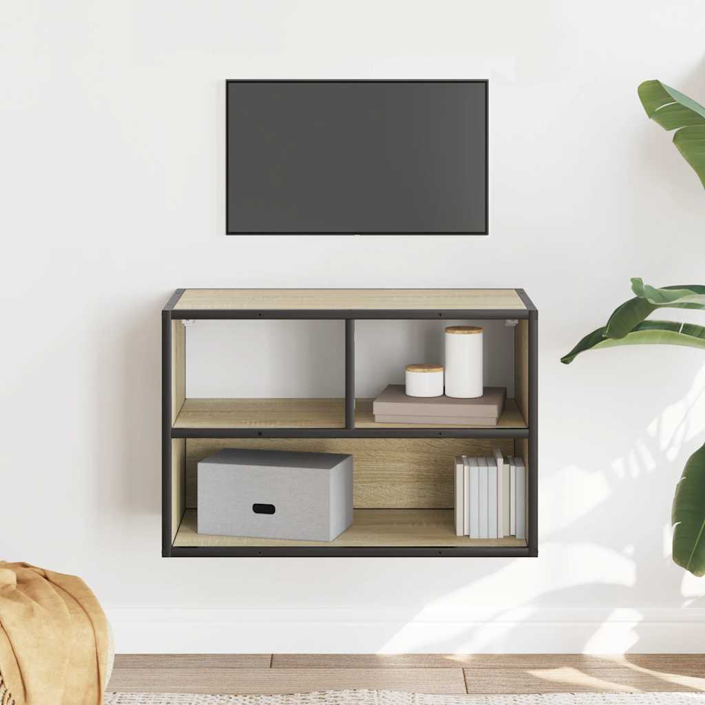 Móvel p/ TV 100x31x39,5 cm deriv. madeira/metal cinzento sonoma