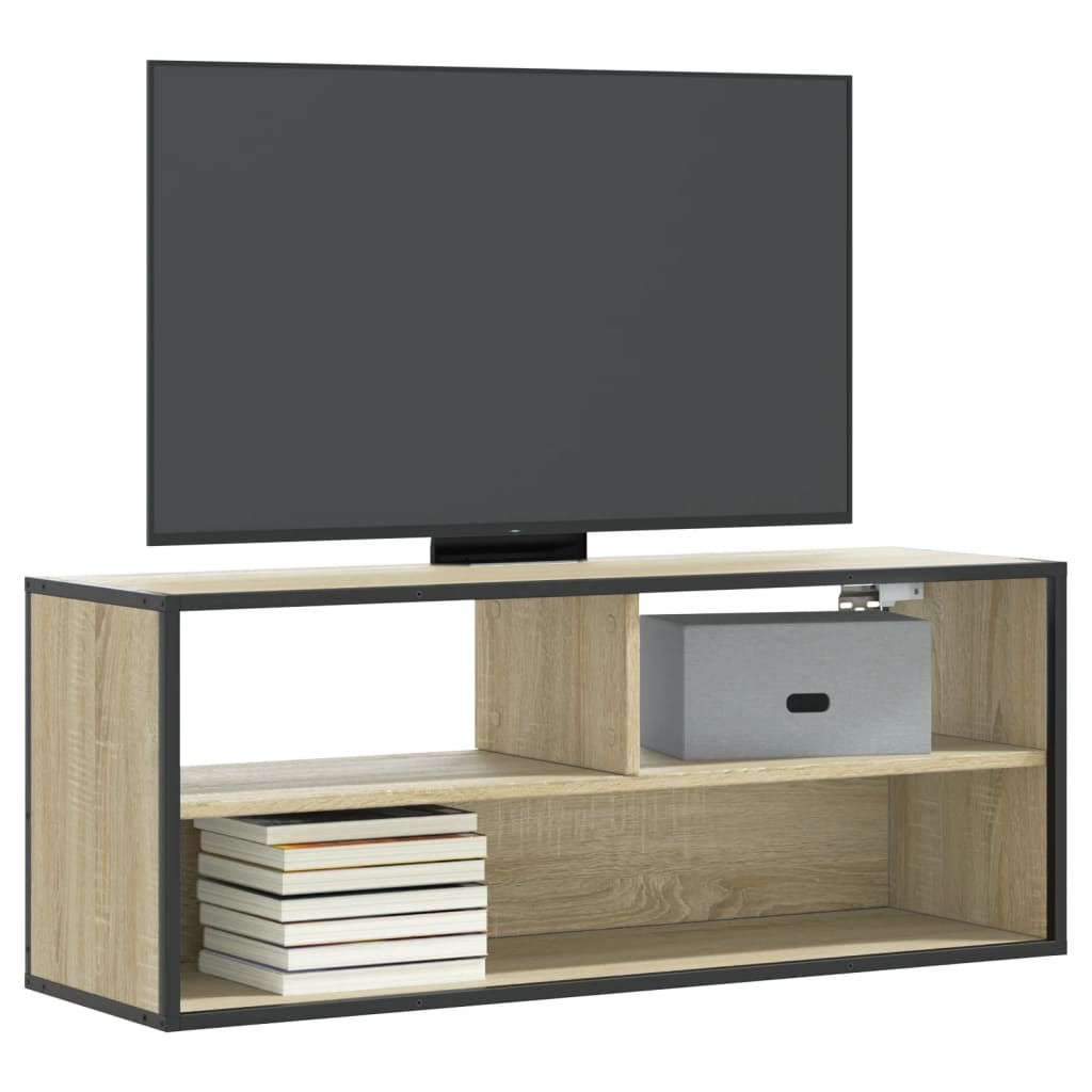 Móvel p/ TV 100x31x39,5 cm deriv. madeira/metal cinzento sonoma