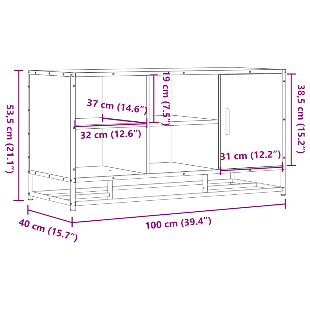 Banco para calçado sonoma 60x40x53,5 cm madeira metal cinzento